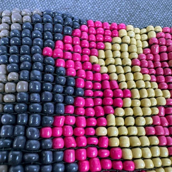 Southwestern Seed Bead Belt Live Love Loft Geometric Pink Multicolor 25-34" Snap - Picture 8 of 8